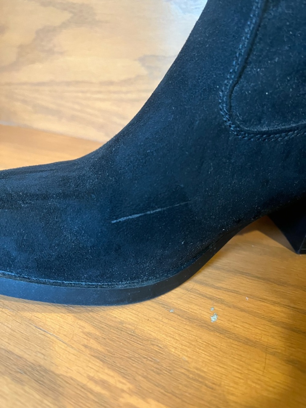 Old Navy Black Faux Suede Western Ankle Boots Women's Classic Block Heel - Picture 10 of 10